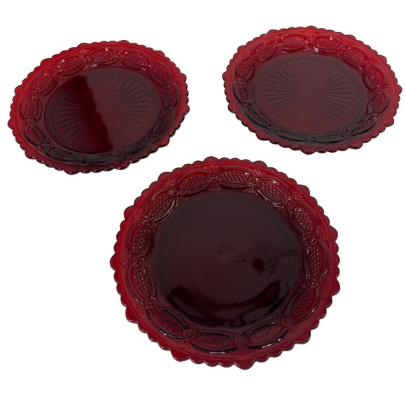 Avon Other - Set 3 VTG Avon 1876 Cape Cod Ruby Red Collection Salad Pie Dessert Plates 7.5”